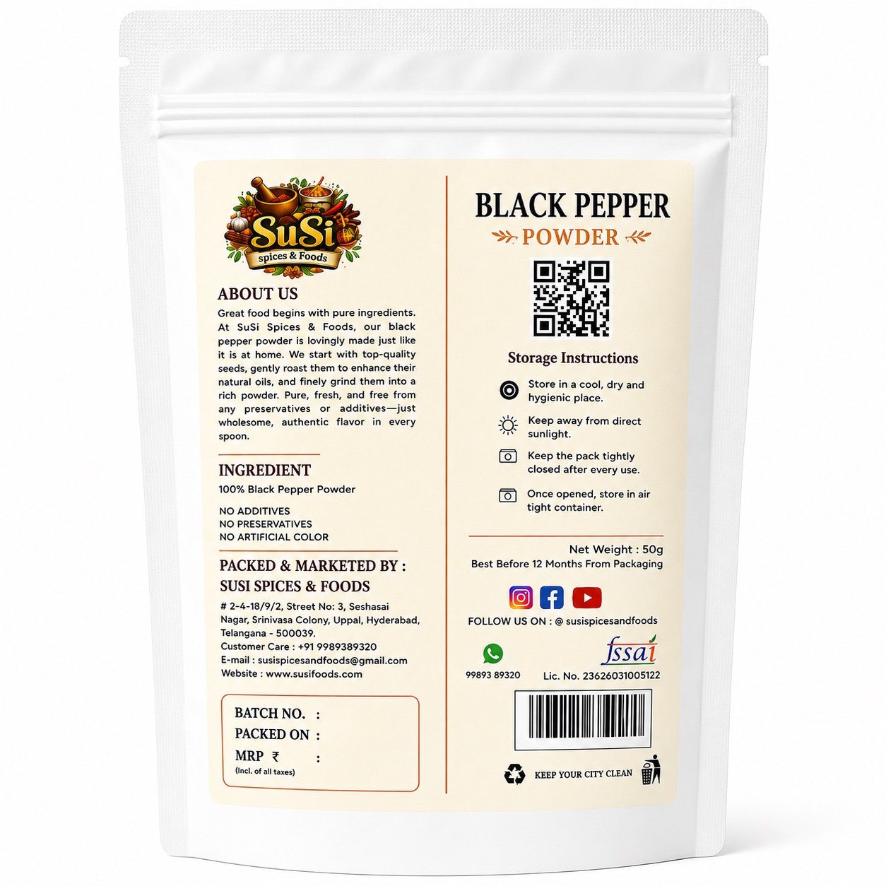 black pepper 50gms backside