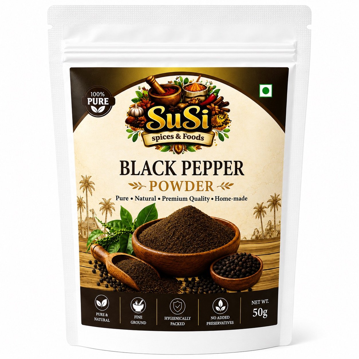 black pepper 50gms frontside